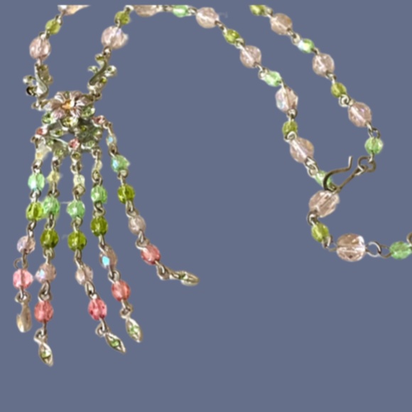 R.J. Graziano Green & Pink Tassel Drop Necklace - Picture 4 of 6
